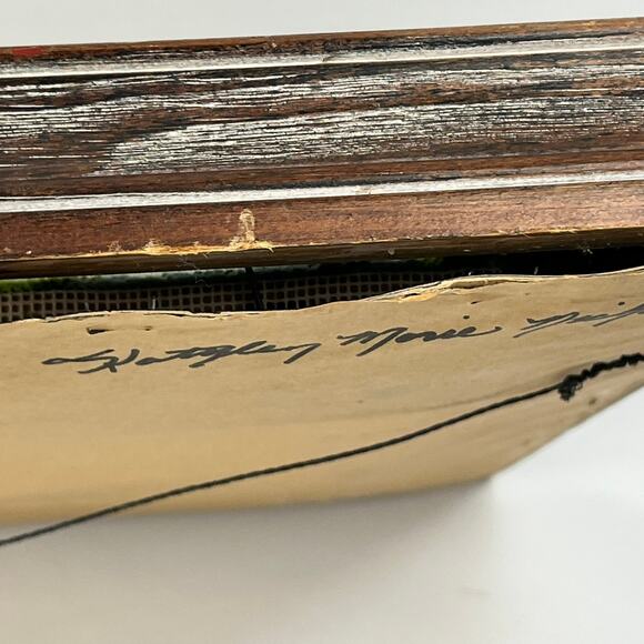 Framed 1981 Folk Art Needlepoint Horse Buggy Country Scene Signed 22.5"x19" Vtg - Picture 14 of 16